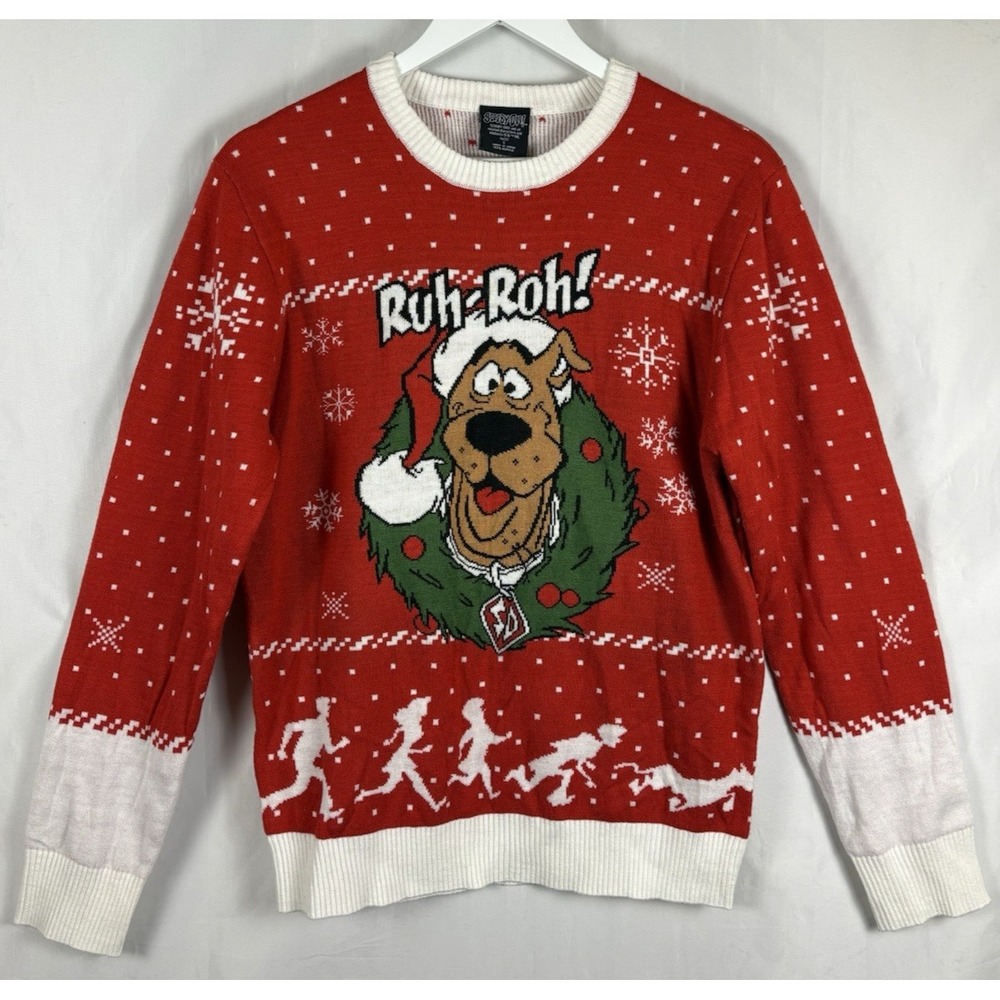 Scooby Doo Ugly Christmas Seater Ruh Ruh Size Small Red Pullover Holiday Unisex